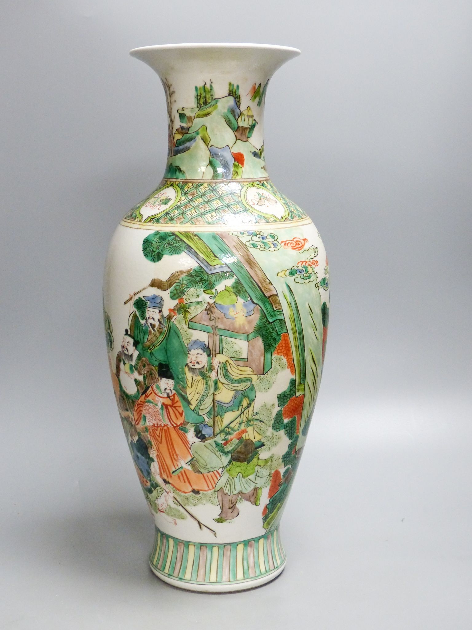 A Chinese famille verte vase, 45.5cm high